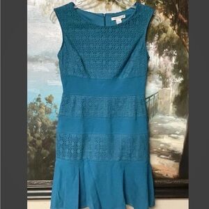 White House Black Market Teal Lace Design Dress
